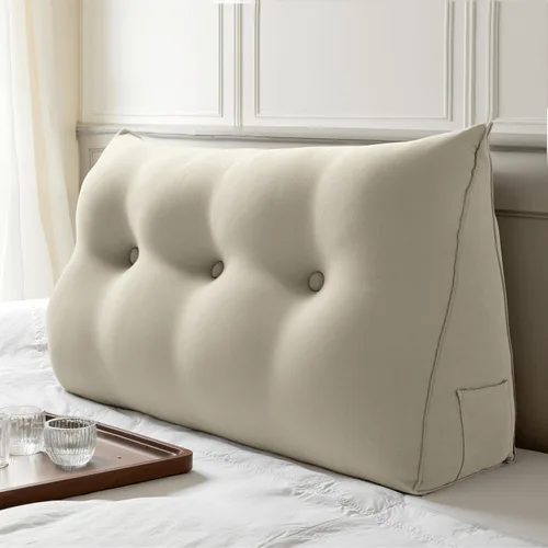 Miniatura 14 de WOWMAX Cabecero de Cama Multifuncional con Almohada Tapizada Doble, Cabecero para Dormitorio Individual XL, Portátil para Dormitorio Universitario