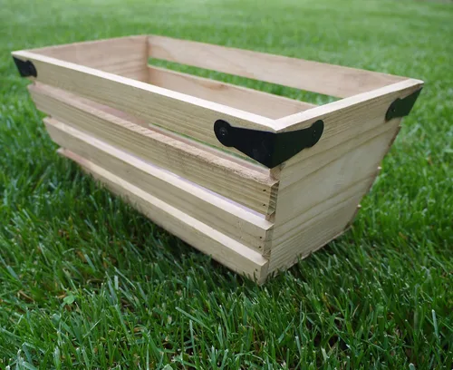 Miniatura 4 de Admired By Nature Maceta de madera natural, caja rectangular de madera de 6 x 13 pulgadas de largo, para jardines, plantas, decoración del hogar
