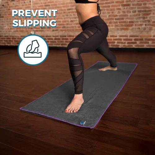 Miniatura 4 de Toalla de yoga de microfibra antideslizante para esterilla de yoga, toalla de yoga caliente para sudor y agarre, 24 x 72 pulgadas