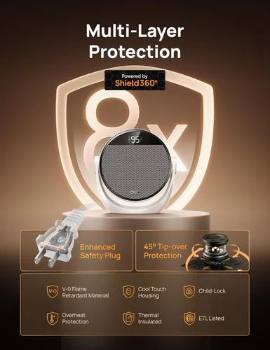 Miniatura 4 de Dreo Calentador de espacio de 1500 W, inclinación ajustable de 60°, calentadores eléctricos portátiles de 10.5 pies/s para uso en interiores