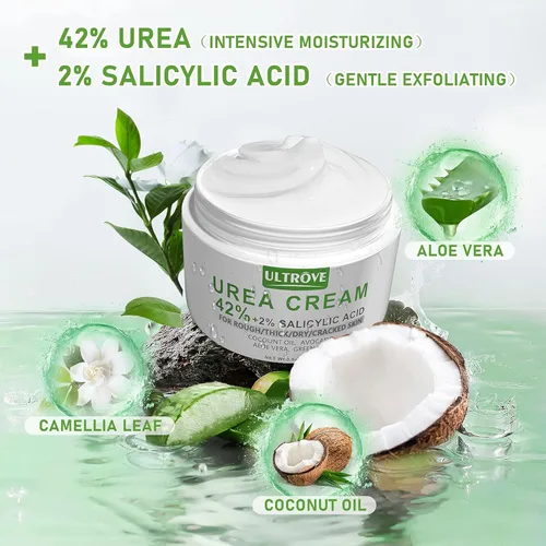 Miniatura 2 de Crema de urea 42% - 2% ácido salicílico hidratante para pies - Quitamanchas y piel muerta, lima reparadora de pies, 3.5 onzas