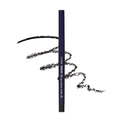 ETUDE Proof 10 delineador de ojos de gel, delineador de ojos con tonos portátiles, punta afilable, textura cremosa de gel, forro de precisión Negro