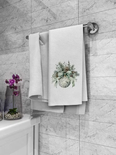 Miniatura 3 de Dibor Juego de 2 Paños de Cocina Decorativos con Árbol de Navidad Verde, Paños de Cocina de Decoración Navideña Preppy, Paño Decorativo de Pino