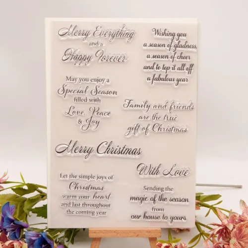 Miniatura 3 de NZJ Sello transparente con texto en inglés «Merry Christmas May You Enjoy a Special Season», sello de goma transparente para álbumes de recortes