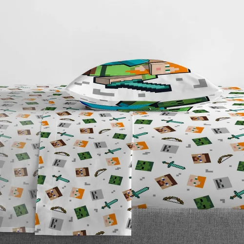 Miniatura 4 de Jay Franco Juego de edredón Minecraft Individual de 5 piezas - Incluye juego de sábanas y fundas de almohada - Ropa de cama para niños súper suave