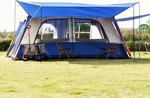 Miniatura 6 de KTT Extra Large Tent 12-14 Person,Family Cabin Tents,2 Rooms,Straight Wall,2 Doors 4 Windows with Mesh,Waterproof,Double Layer,Big Tent for Azul