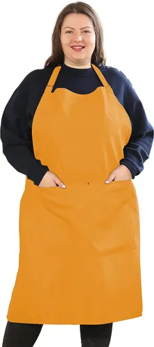 Miniatura 8 de Delantales de talla grande para mujer, con bolsillos, duradero, largo, ajustable, babero para cocina