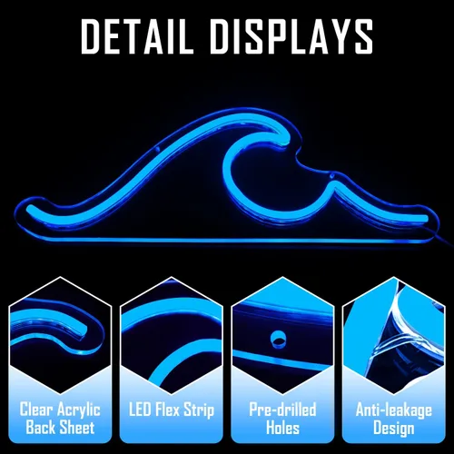 Miniatura 6 de Letrero de neón ondulado para decoración de pared, regulable, luces de noche, letrero de ondas LED, letrero de neón para sala de estar, dormitorio