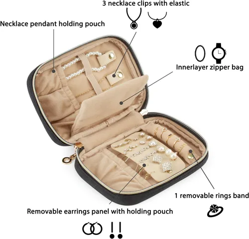 Miniatura 29 de BAGSMART Estuche organizador de joyería, de viaje para collar, aretes, anillos, brazalete