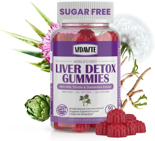 Miniatura 7 de VIDAVITE Liver Cleanse - Gomitas de desintoxicación y reparación, sin azúcar, fabricadas en Estados Unidos, suplemento de cardo mariano de 1500 mg
