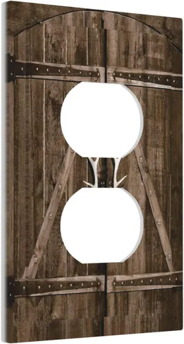 Miniatura 2 de Placa Decorativa de Pared de Granja Rústica con Cuerno de Madera para Puerta de Granero 1 Banda Duplex Cubiertas de Toma Eléctrica Soltera