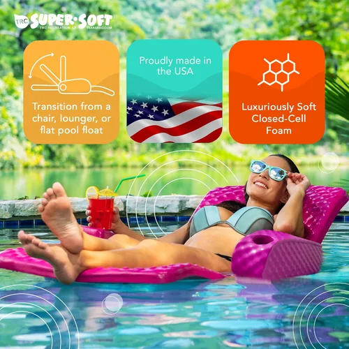 Miniatura 6 de TRC Recreation Super Soft Adjustable Pool Recliner Float Portable Comfortable Chair Lounger with Cup Holders for Swimming Pool Essentials