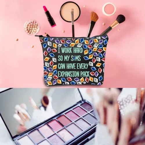 Miniatura 3 de WCGXKO Bolso divertido del maquillaje del juego de la mercancía del juego del regalo del videojuego para el jugador, TRABAJO DURO, Cremallera
