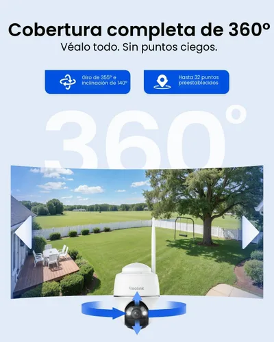 Miniatura 2 de Cámara de seguridad inalámbrica para exteriores, alimentación solar con visión nocturna 2K, Wi-Fi de 2.4/5 GHz, conversación de 2 vías, funciona