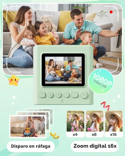 Miniatura 4 de TIATUA Cámara de impresión instantánea para niños, regalos de cumpleaños de Navidad para niñas y niños, cámara digital de video HD 1080P para niños