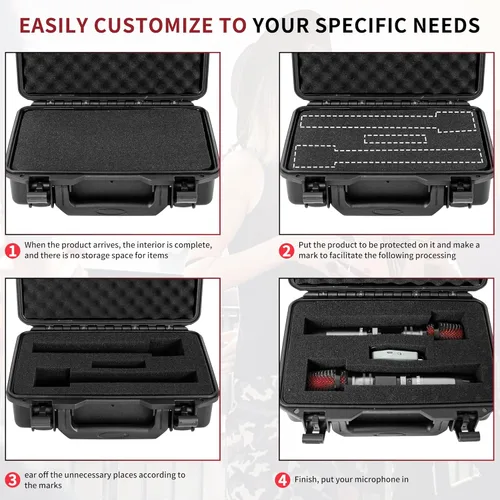 Miniatura 6 de Estuche de transporte duro, caja de almacenamiento a prueba de golpes con espuma personalizable, caja de herramientas protectora portátil de 11