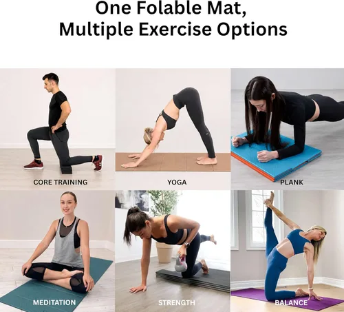 Miniatura 7 de Esterilla plegable para ejercicios de yoga, ligera, antideslizante y fácil de almacenar para yoga, pilates, entrenamientos en casa y ejercicios