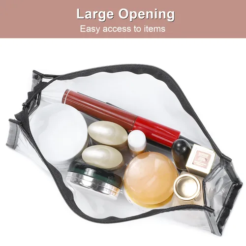 Miniatura 3 de Etercycle Bolsa de aseo aprobada por la TSA, bolsas transparentes con cremallera para viajar, bolsas de maquillaje transparentes Samll bolsa de Negro