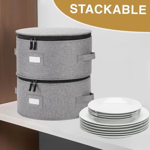 Miniatura 5 de Contenedor de almacenamiento de porcelana para platos de cena - Se adapta a platos de hasta 11.5 pulgadas de ancho - Incluye 12 separadores