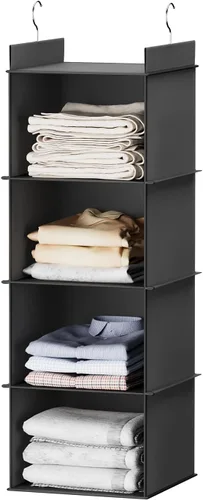 YOUDENOVA Organizador colgante de armario, 4 estantes colgantes para armario, color negro