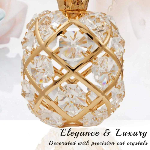 Miniatura 7 de Matashi Adorno de piña chapado en oro de 24 quilates con cristales, figura decorativa de lujo, elegante decoración del hogar, regalo para el día