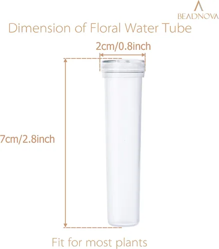 Miniatura 2 de BEADNOVA Tubos de agua florales de plástico de 2.8 pulgadas para viales de flores florales con tapas para decoración de arreglos florales 20