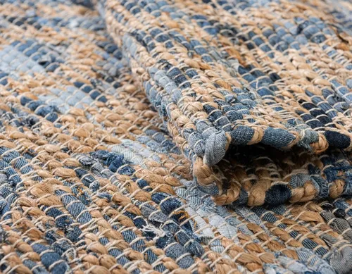 Miniatura 6 de Unique Loom Chindi Jute Collection - Alfombra rectangular (5 pies 1 pulgada x 8 pies, color azul marino)