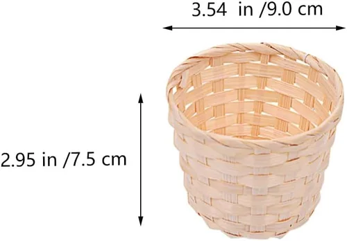 Miniatura 2 de Happyyami Juego de 5 cestas tejidas de bambú hechas a mano, mini cestas de almacenamiento para aperitivos de frutas, artículos diversos