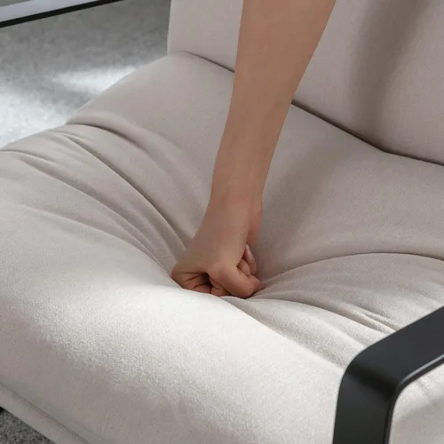 Miniatura 5 de Ya-Home Silla de Acento Mid-Century, Silla Lateral Cómoda con Reposabrazos de Tela Chenille, Silla de Ocio Tapizada con Marco de Metal Negro