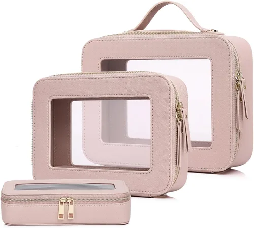 Miniatura 57 de Pinkmik Pequeña bolsa de maquillaje transparente, mini estuche para cosméticos, bolsa de aseo impermeable con cremallera, organizador de bolsos