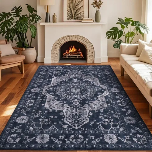 Miniatura 10 de nesrt Alfombra bohemia lavable de 2 x 10 pies, suave, antideslizante, extra larga, alfombra de cocina, color negro, vintage, geométrico, camino