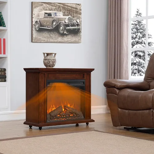 Miniatura 6 de Inserto de chimenea eléctrica de 23 pulgadas, calentador ultrafino con juego de troncos y llama realista, protección contra sobrecalentamiento