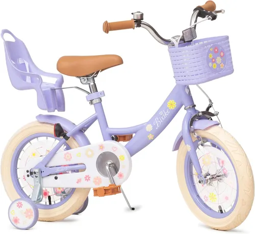 Miniatura 10 de Bixike Girls Bike with Basket for Toddlers and Kids Aged 3-14 Years Old, 12 14 16 18 Inch with Training Wheels & Doll Seat, 20 Inch with Kickstand &