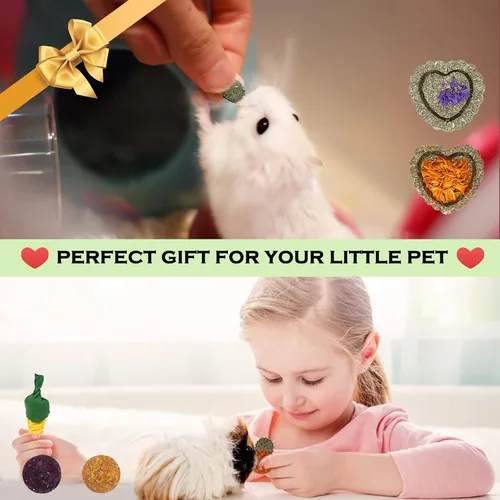 Miniatura 7 de VESPRO Juguetes para conejos, 21 piezas de juguetes masticables para conejos para dientes, golosinas naturales para conejillos de indias, palitos