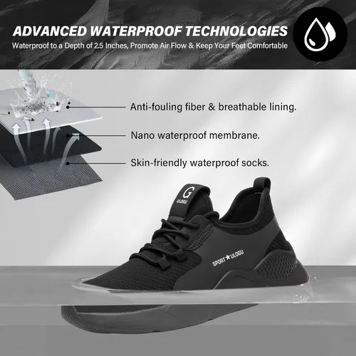 Miniatura 2 de Zapatos de punta de acero impermeables para hombres y mujeres, zapatos de trabajo ligeros, zapatillas de seguridad cómodas a prueba de pinchazos