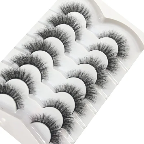 Miniatura 7 de Pooplunch - Pestañas postizas de visón sintético, look de ojo de gato natural, volumen esponjoso, 7 pares de tiras de pestañas postizas suaves