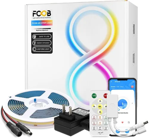 Miniatura 10 de COB - Tira de luz LED de 12 V, 4000 K, tiras de mazorca blanca natural con control remoto/aplicación, controlador Bluetooth, 16.4 pies, CRI 90+