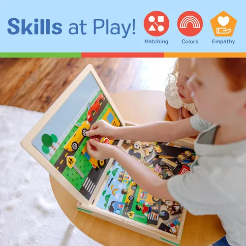Miniatura 4 de Melissa & Doug - Juego magnético de madera con imágenes, con 119 imanes y tarjetas de escenas complementarias.