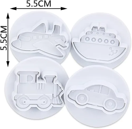 Cortador de hornear para vehículos, 8 piezas de caricaturas 3D para automóvil, cortador de tartas de galletas, corteza de pastelería, sello de