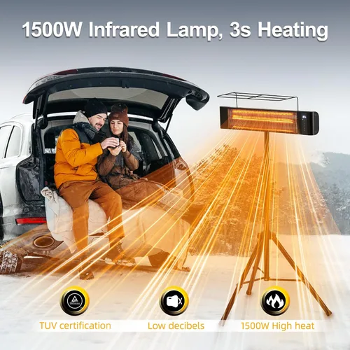Miniatura 3 de Calentador eléctrico infrarrojo para patio de 1500 W, calentadores portátiles para patio RealSmart calentador de espacio exterior/interior, 3 modos