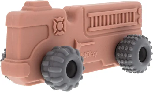 Nuby Juguete mordedor de silicona para bebés – Coche de dentición texturizado con ruedas móviles, fácil de sostener, alivia las encías doloridas,