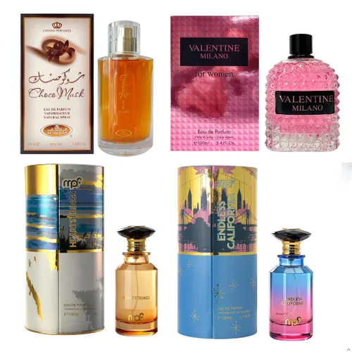Miniatura 23 de AFLUXE Set de perfume para mujer, 4 piezas, colección Eau De Parfum de larga duración, almizcle Choco/Milano Mujer/6pm Rosa/7AM Fresh