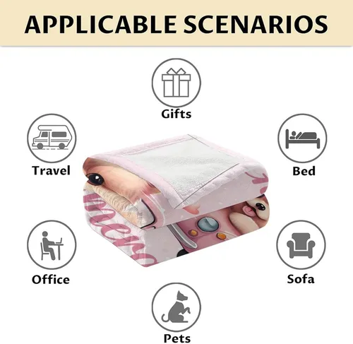 Miniatura 6 de Manta de Pomerania para niñas, tamaño de regazo de 30 x 40 pulgadas, manta de felpa suave y mullida, manta rosa para perro para sala de estar
