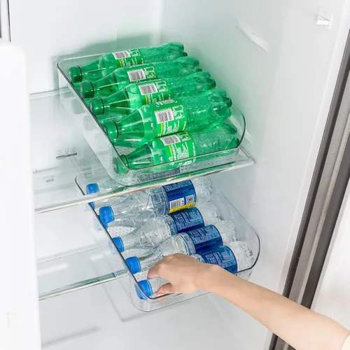 Miniatura 5 de Ettori Organizador de botellas de agua, paquete de 2 cubos organizadores de refrigerador y contenedores de almacenamiento transparentes