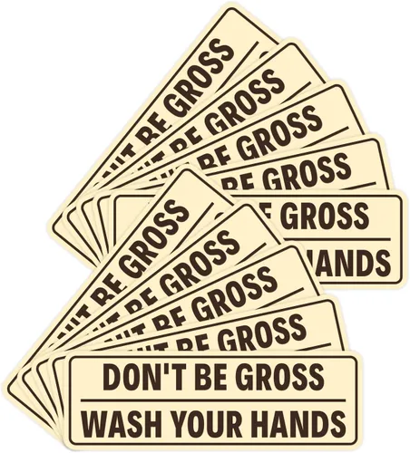 Miniatura 30 de Letrero estándar para puerta o pared, diseño de "Don't Be Gross ("Wash Your Hands"), color negro, mediano