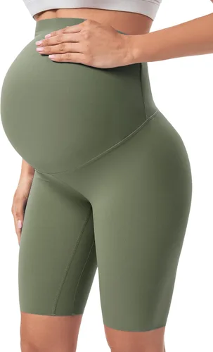 Buttergene Pantalones cortos de maternidad sobre el vientre, pantalones cortos de motociclista para embarazo, pantalones cortos de entrenamiento