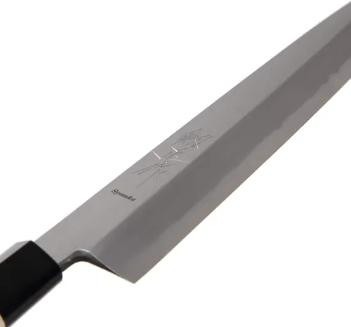 Miniatura 4 de Cuchillo de chef japonés para sushi sashimi Kigami (acero amarillo) - No.2 mango de madera de magnolia en forma de D, Yanagiba 11.8 pulgadas