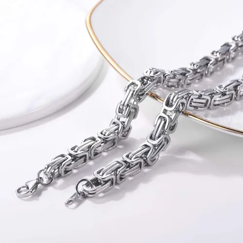 Miniatura 8 de PROSTEEL Collar de acero inoxidable de 0.1570.315 pulgadas para hombres y mujeres, elegante y fresco, cadena bizantina, tono negro, dorado