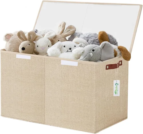 Miniatura 15 de Bagnizer Caja grande de almacenamiento de juguetes con tapas, organizador plegable y resistente de almacenamiento para bebés, para niños, niñas