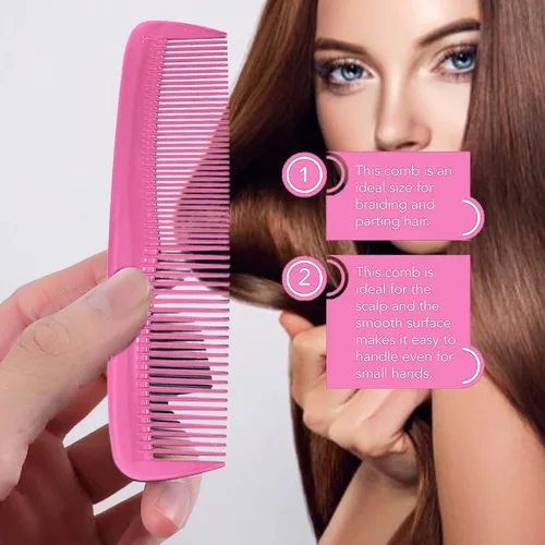 Miniatura 4 de Soft 'N Style Cuidado del cabello, 4 paquetes de peines irrompibles - peine para hombres/peine de dientes finos/peines para cabello Rosa